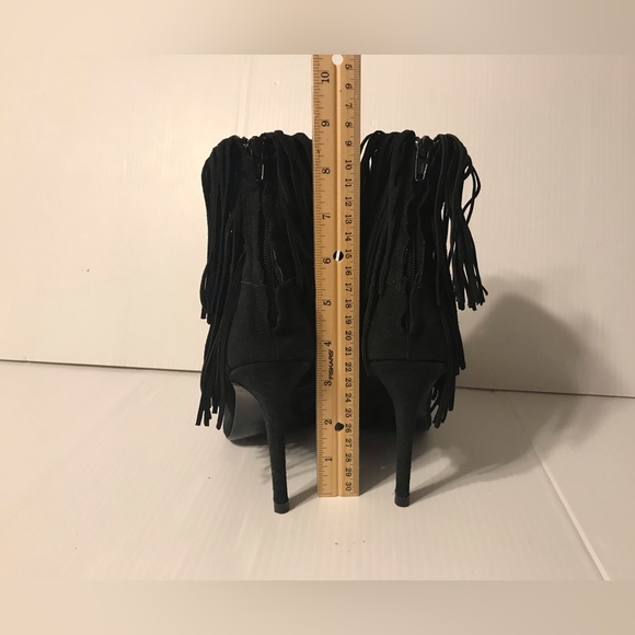 Zara fringed suede leather black heeled ankle booties size 36 / US 6 - Picture 5 of 10